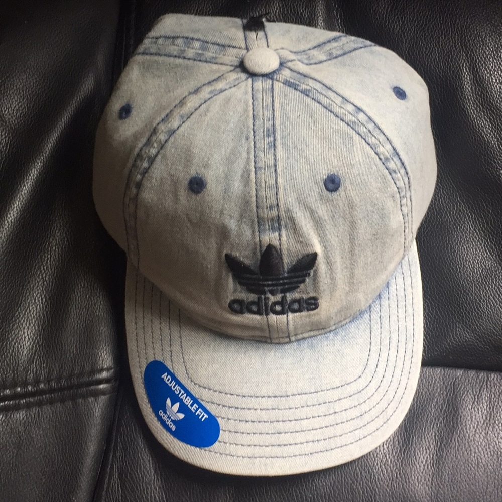 Adidas denim trefoil hat new!